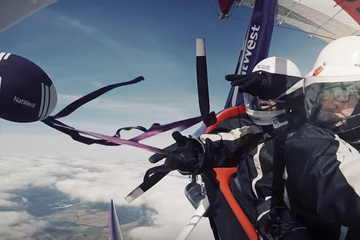 Video: Rugby ball pass from a GT450 microlight at 6,000ft