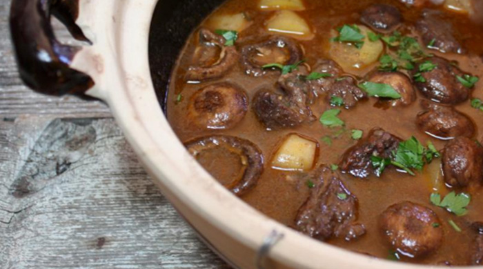 Here’s a hearty recipe for a beef & mushroom stew