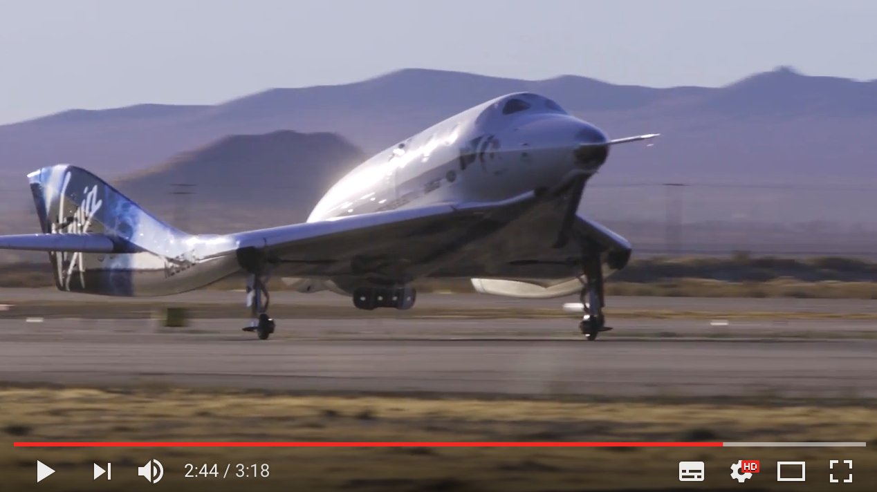 First glide flight of VSS Unity