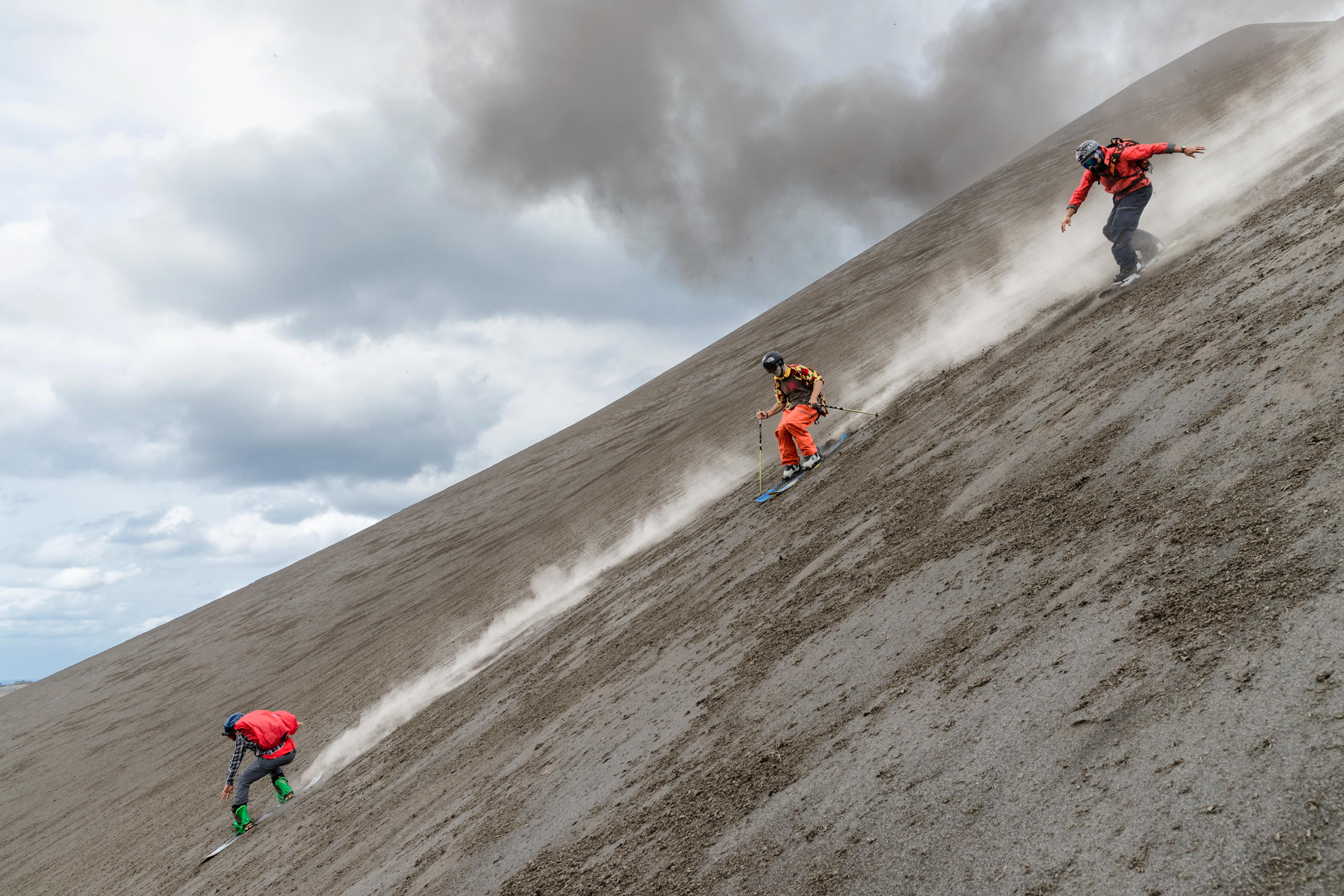 A smoking shred down a live volcano