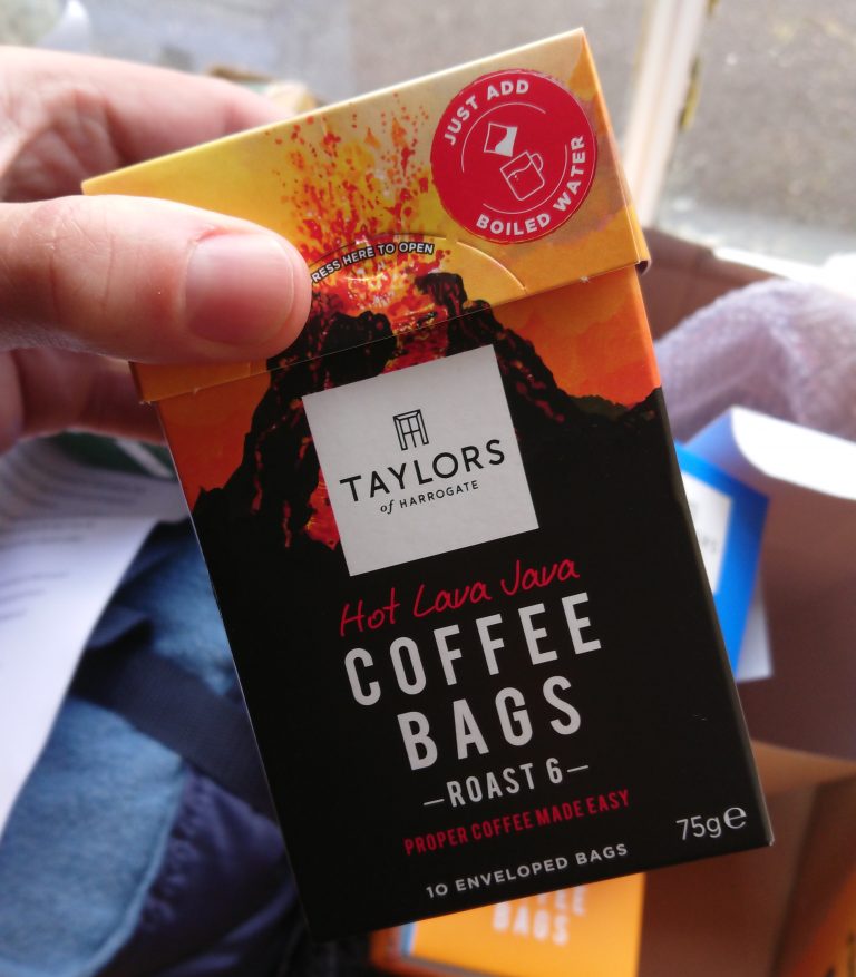 Taylors coffee bags work just like a teabag Adventure 52