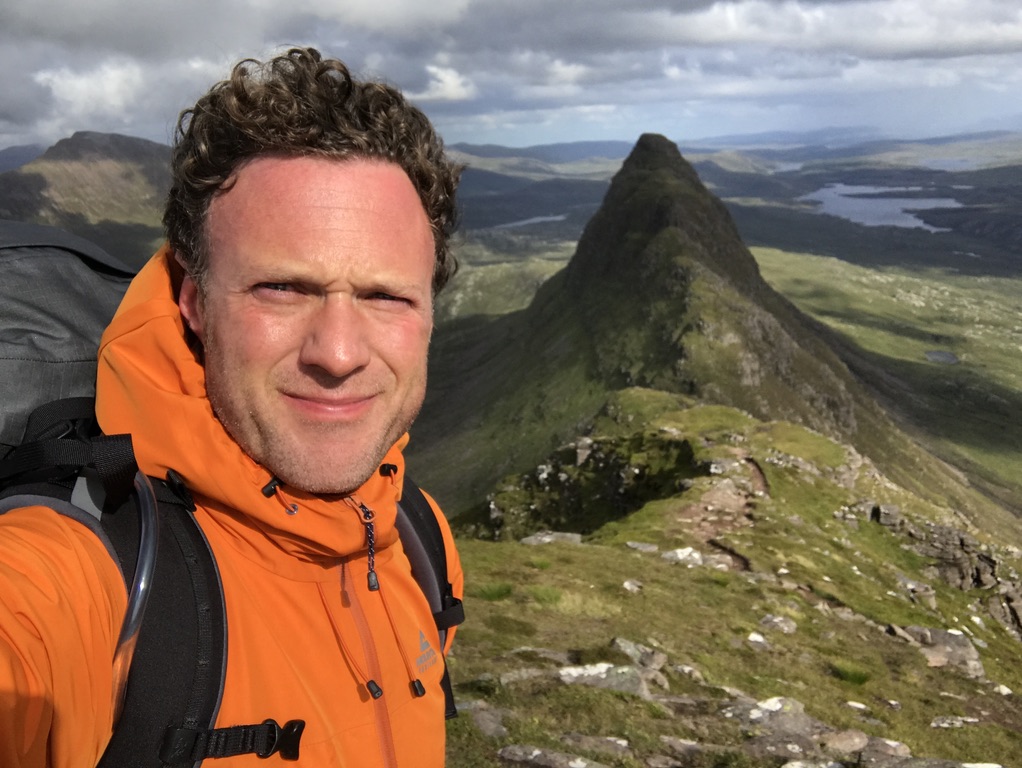 Dan Tye on a windswept Suilven in July 2020